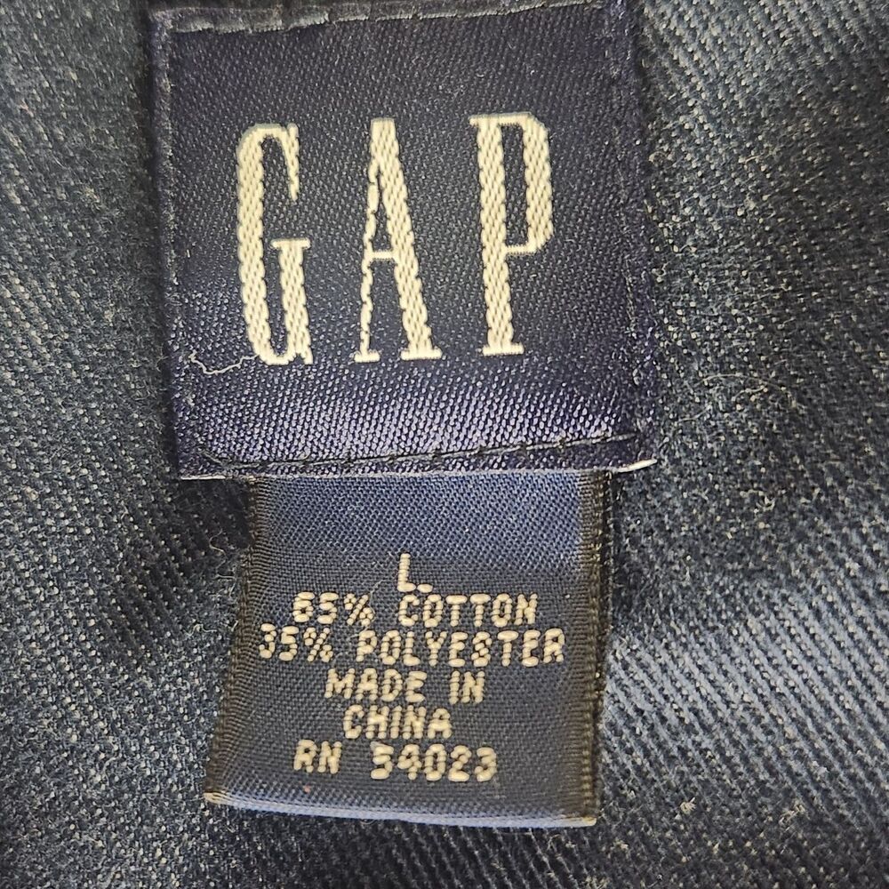GAP Womens Navy Blue Trench Coat Jacket Size L Cotton Blend Button Front - Picture 9 of 10
